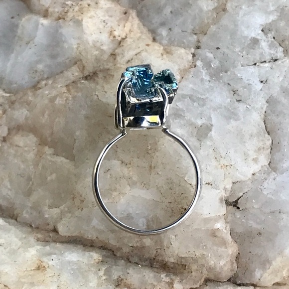 BISMUTH CRYSTAL 925 sterling silver ring size 7 - Picture 7 of 10
